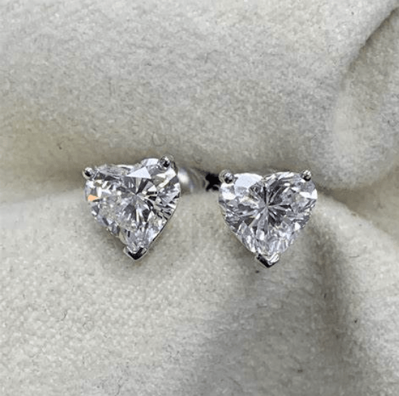 Heart Diamond Stud Earrings (0.5 Carat Each)