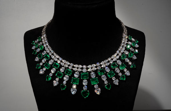 Grand Heart Emerald Diamond Necklace (56 carats)