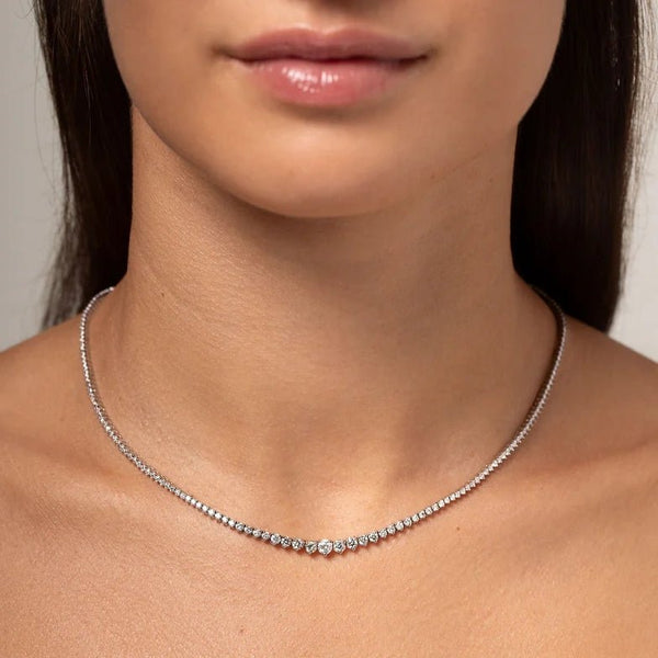 Graduating 14.5 carats Elegant Tennis Necklace