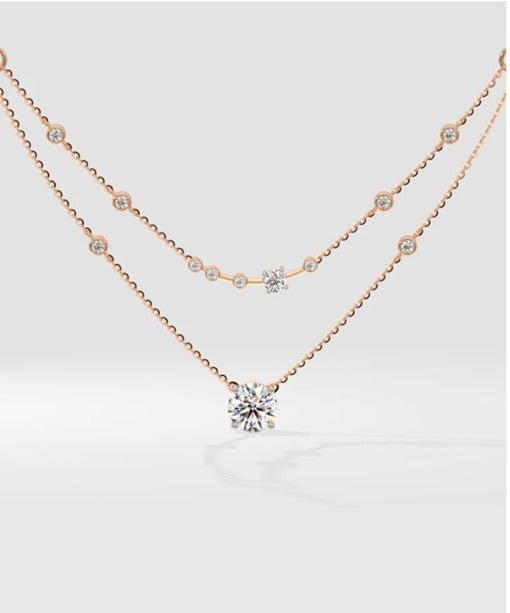 Layered Diamond Solitaire Necklace