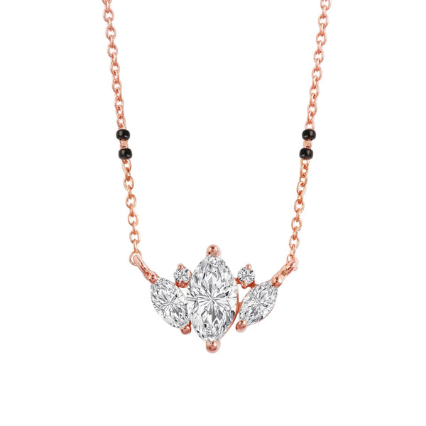 3-stone Marquis Solitaire Mangalsutra