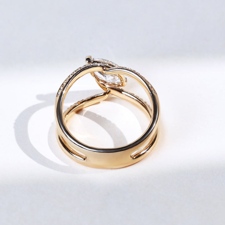 Twilight Loop marquise solitaire diamond ring with split pavé band