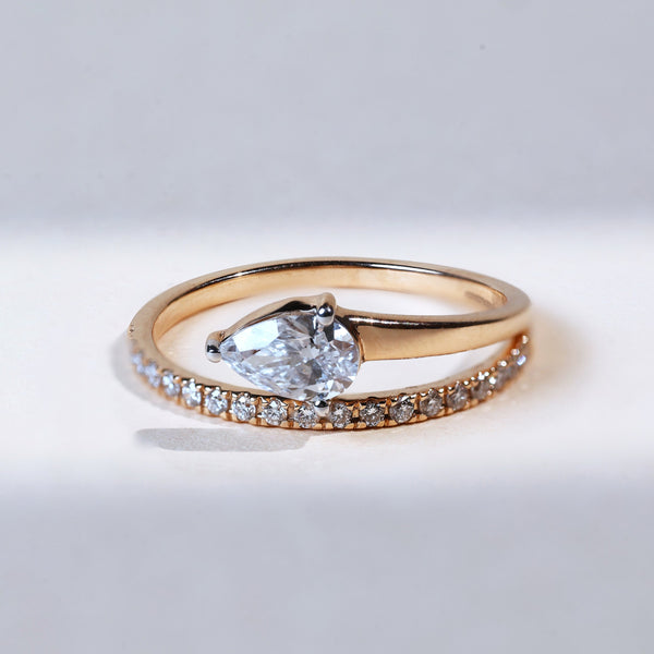 Shining Bloom 0.5 Ct Pear Solitaire Ring