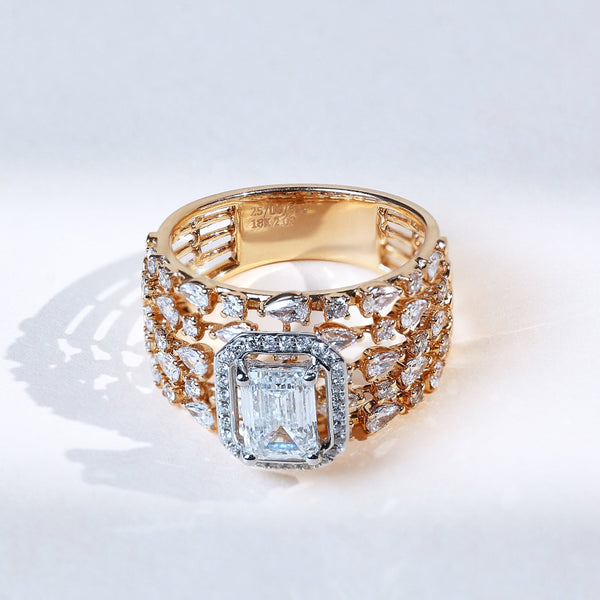 Raindrop with 1 Ct Emerald Halo Solitaire