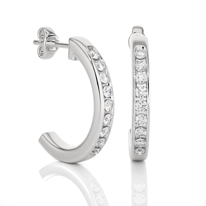 Shimmering Half Loop Diamond Earrings