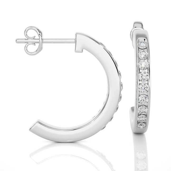 Shimmering Half Loop Diamond Earrings