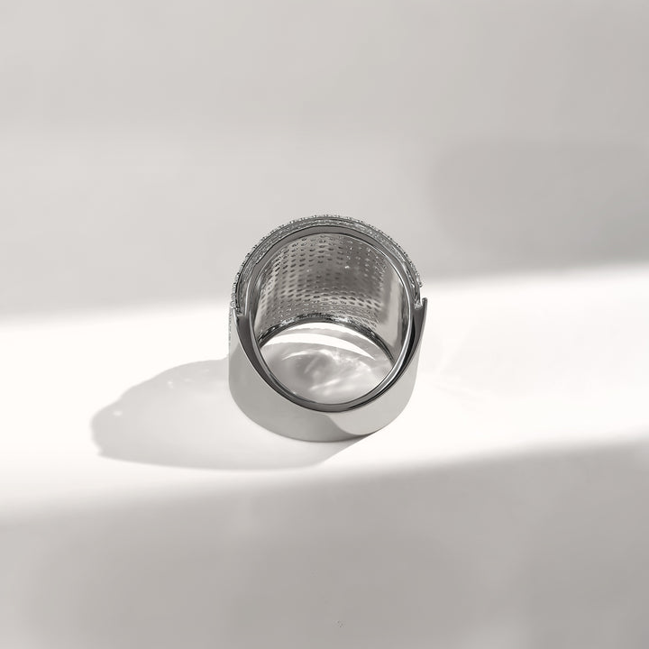 Base view of Zoya 2.5 Ct Cocktail Ring in white gold, with openwork interior design and high-polish finish.