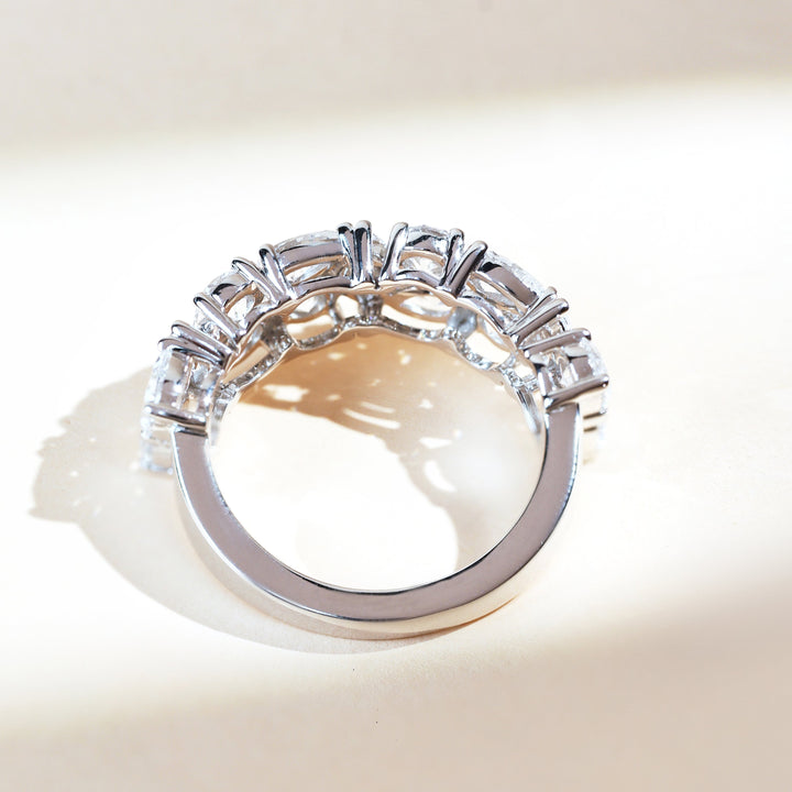 Back profile of Azalea Half Eternity Band showing diamond basket setting.