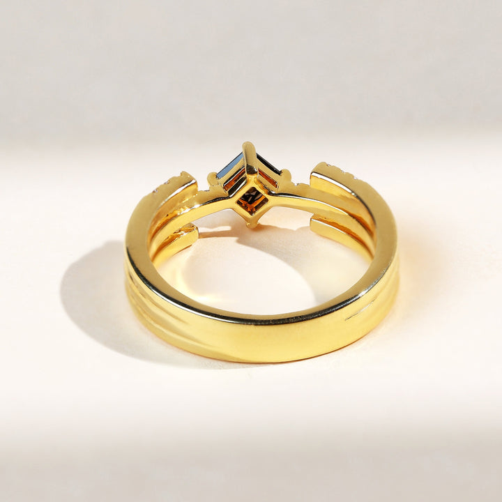 The Black Princess Fancy Ring showcasing its smooth polished gold band and open back setting
