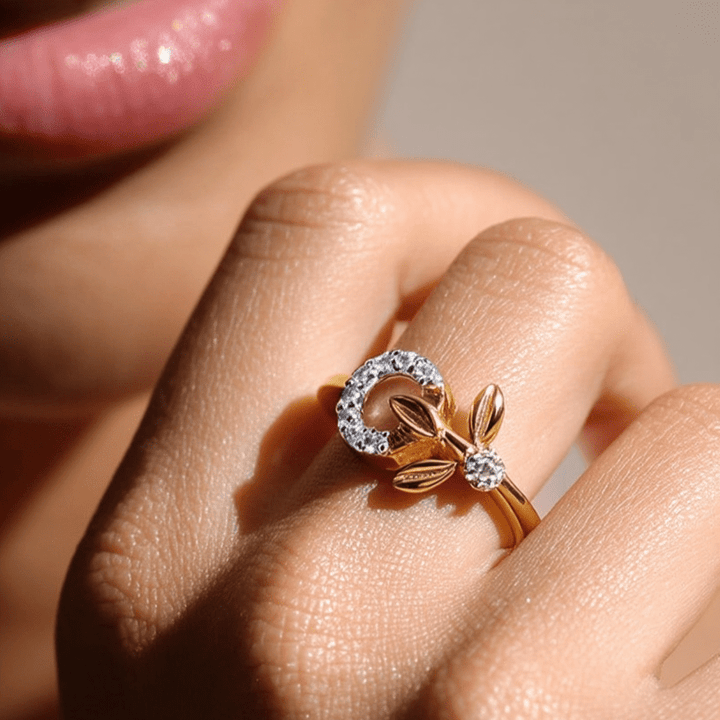 Dandelion Dailywear Ring worn on hand, showing its delicate floral-inspired design.