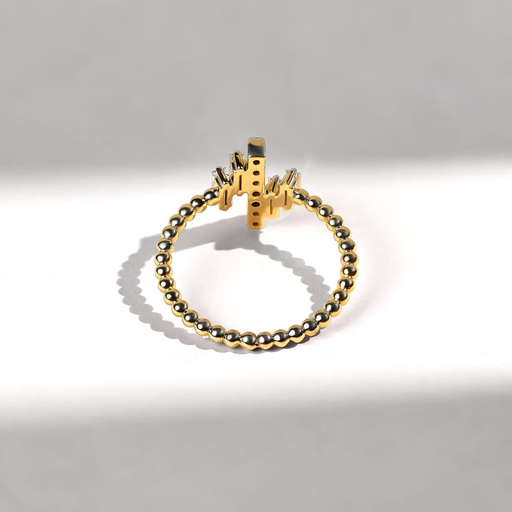 Back view of the Diamond Rhythm Beaded Ring showing open circular band