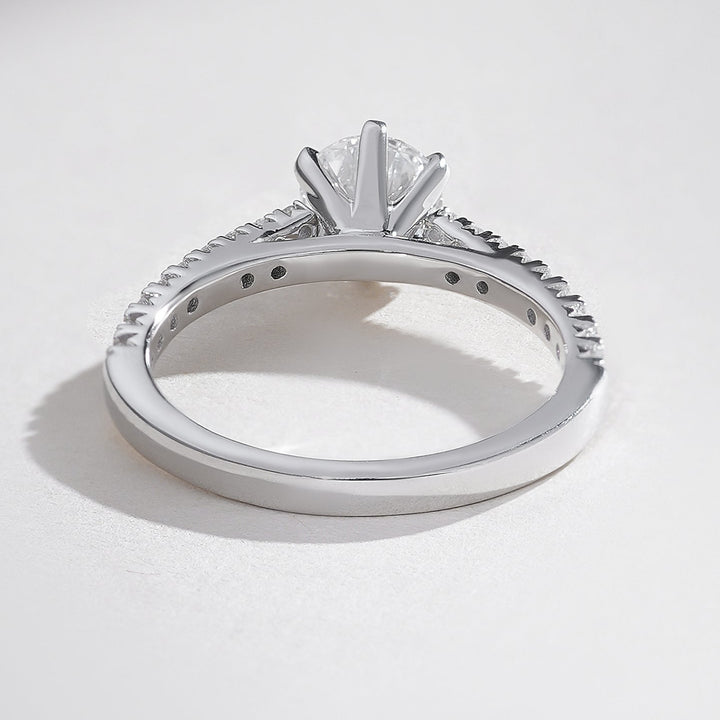 Back view of the Everlasting Love Round Solitaire Ring highlighting the prong setting and clean band finish.