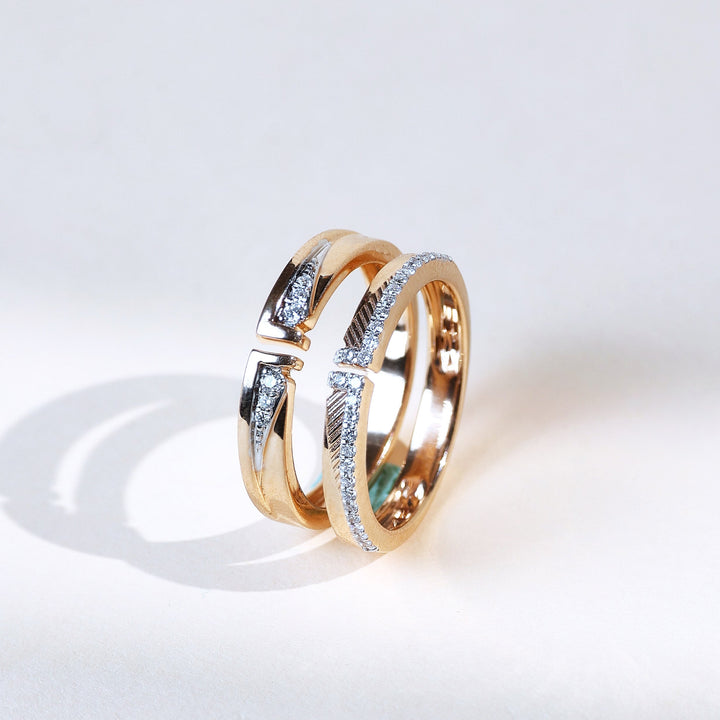 Side angle showing dual-band split with diamond-studded detailing.