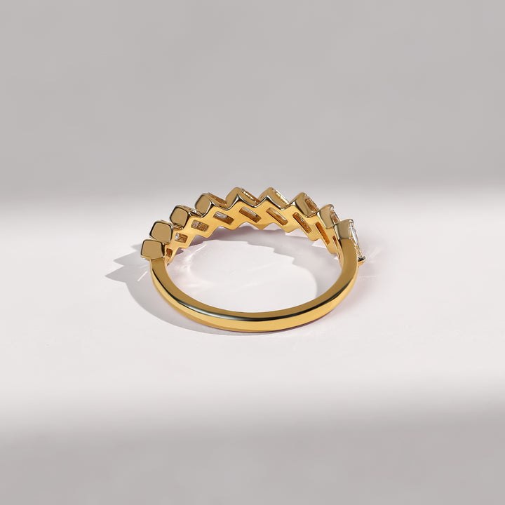 Back design of 0.7 Ct Half Chevron Dailywear Ring highlighting gold band and open setting