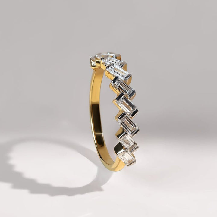 Side profile of 0.7 Ct Half Chevron Dailywear Ring showing the zigzag diamond pattern