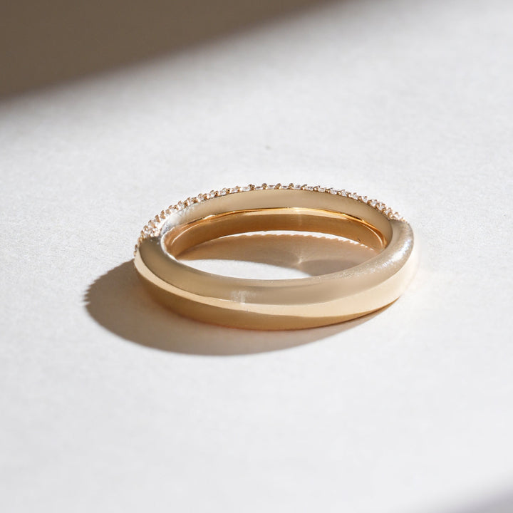Back view of Half Lune 0.6 Ct Eternity Band showing polished gold finish.