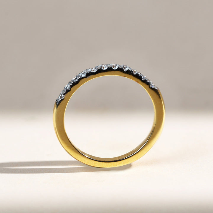 Side profile of Iconic 0.3 Ct Half Eternity Band highlighting slim band design