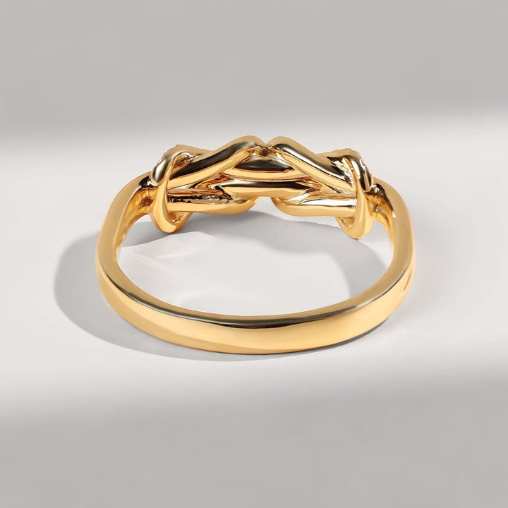 Back view of Invisible Bond Promise Ring in polished yellow gold with smooth shank.