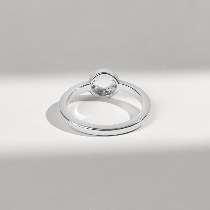 Back design of 0.1 Ct Little Halo Ring with polished white gold finish.