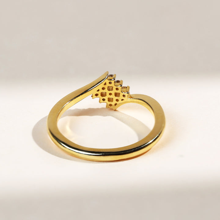 Backside of the Nine Diamonds Ring highlighting the gold band and open diamond setting