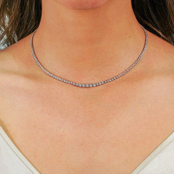 Graduating 14.8 carats Classic Tennis Necklace