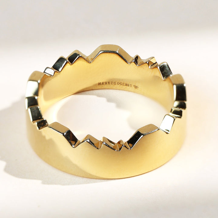Perfect Together Couple Ring showing top view of its unique inner cut pattern.
