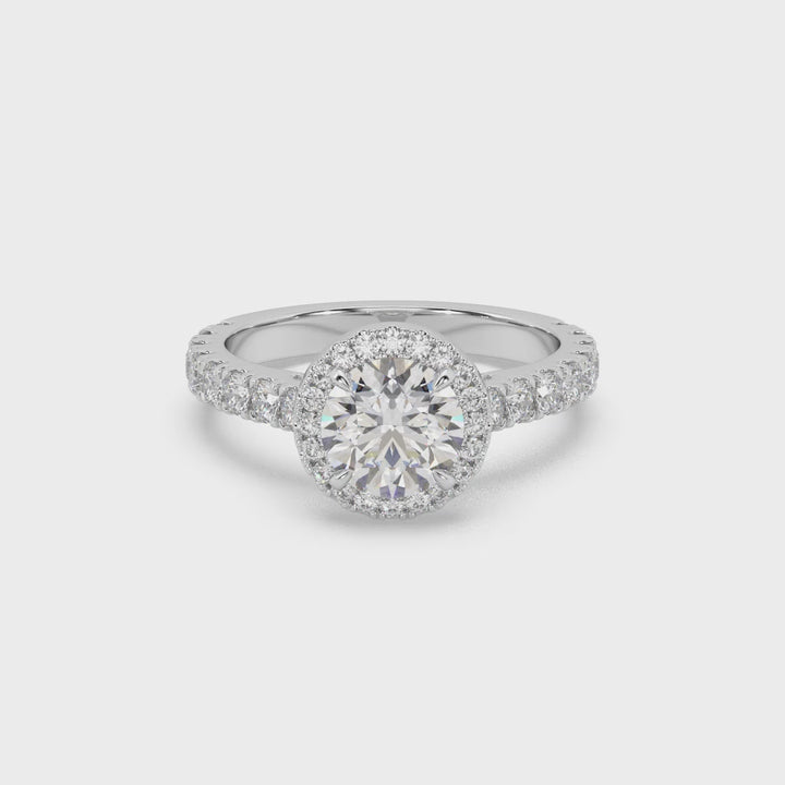 Lab Diamond Round Halo Pave' 0.65 Ct Solitaire Ring