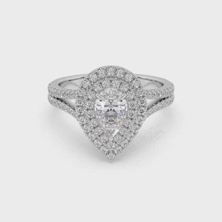 Dual Halo Pear Lab Diamond 1 Carat Solitaire Ring