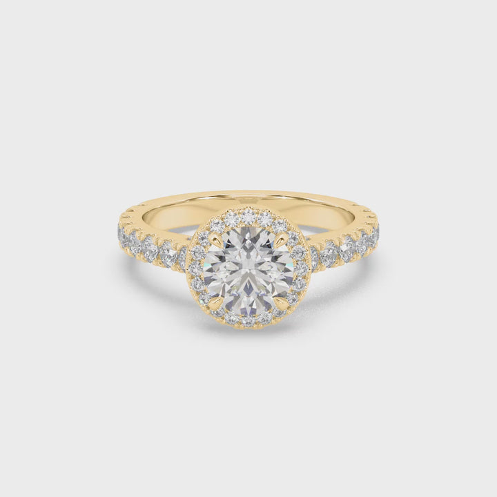 Lab Diamond Round Halo Pave' 0.65 Ct Solitaire Ring