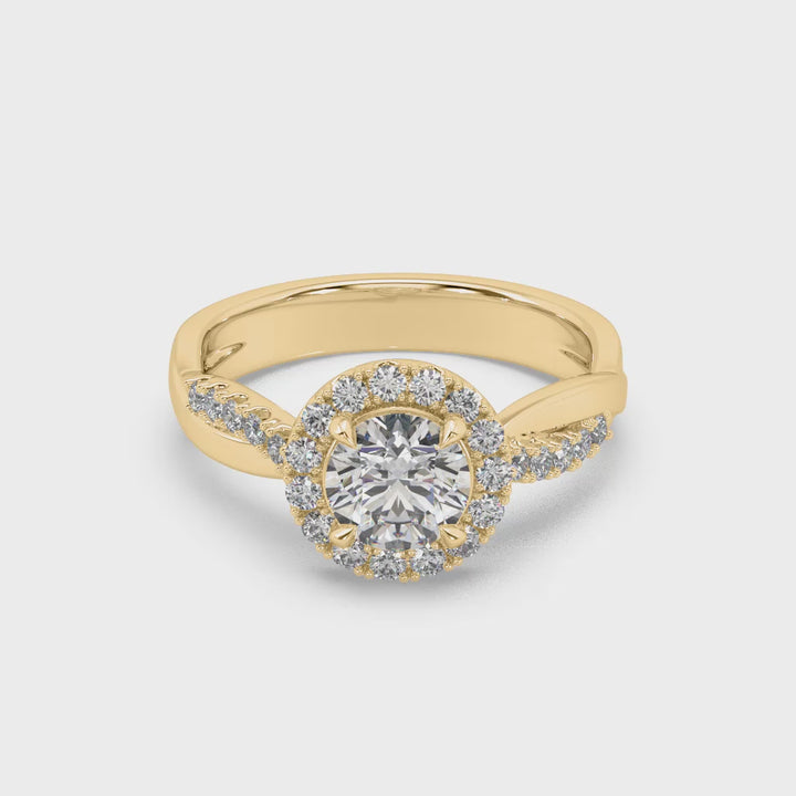 Twisted Pave' Halo 1 Carat Lab Diamond Solitaire Ring