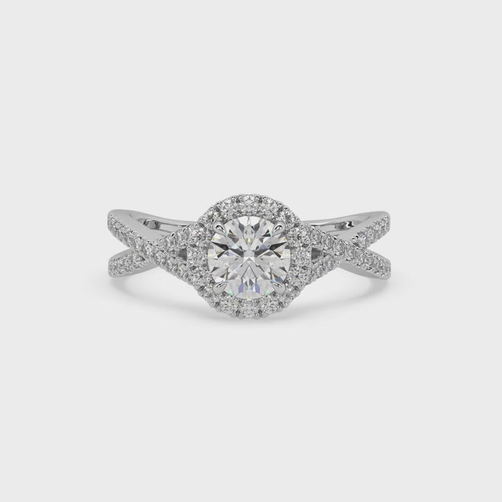 Criss Cross Halo 0.8 Carat Lab Diamond Solitaire Cocktail Ring