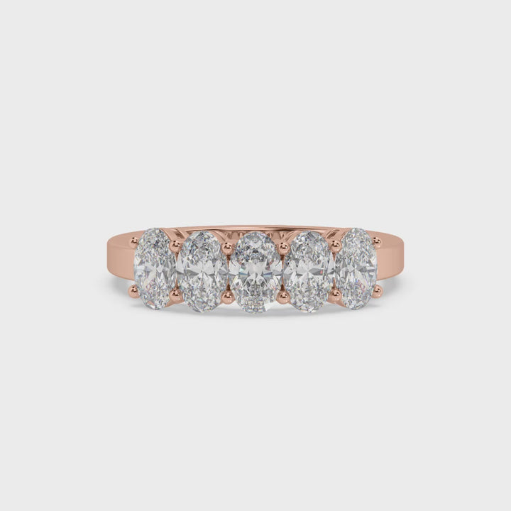 5 Stone Oval Lab Diamond Cocktail Ring