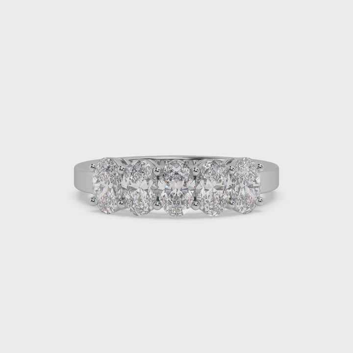 5 Stone Oval Lab Diamond Cocktail Ring