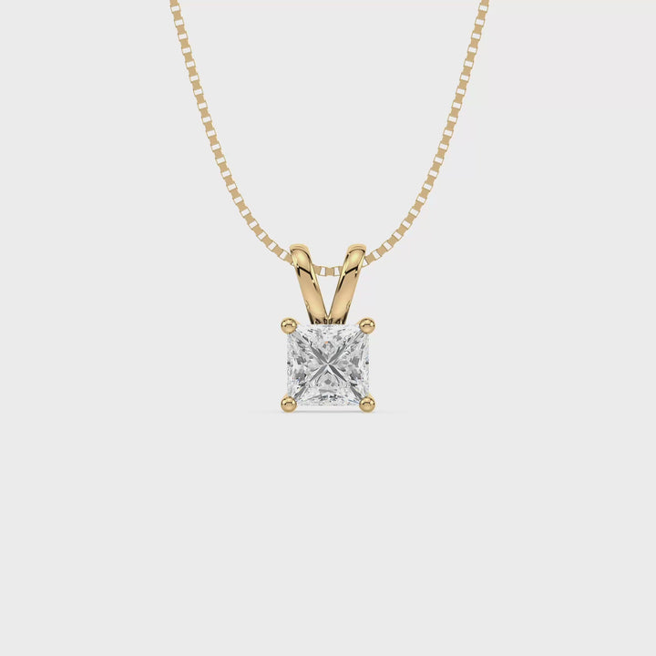 Lab Diamond 1 Ct Princess Solitaire Pendant