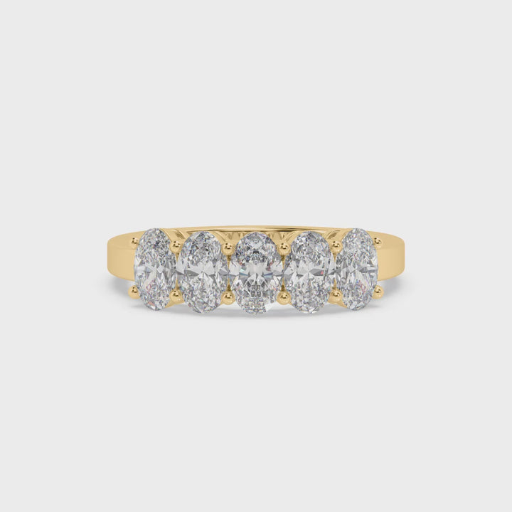 5 Stone Oval Lab Diamond Cocktail Ring