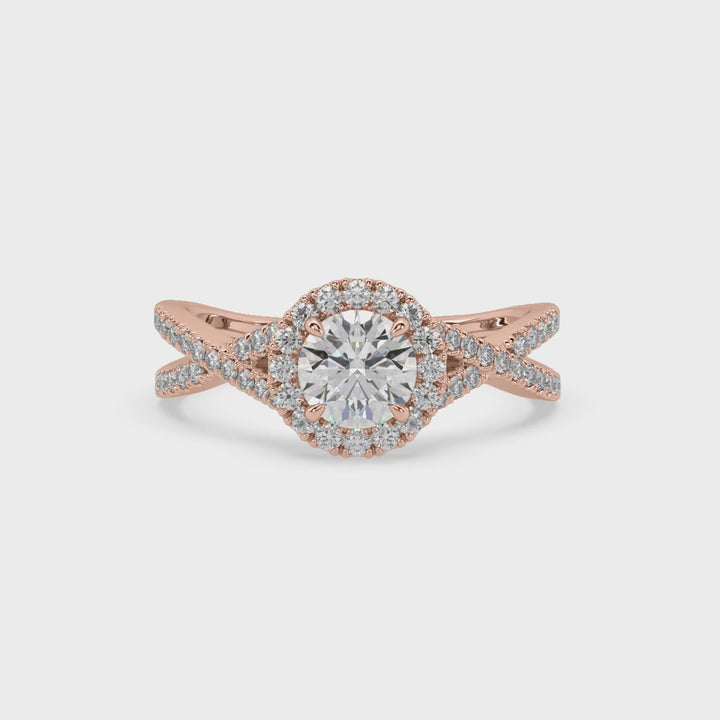 Criss Cross Halo 0.8 Carat Lab Diamond Solitaire Cocktail Ring