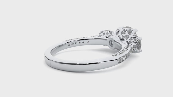 Lab Diamond Engraved Precious Round 1 Ct Solitaire Ring