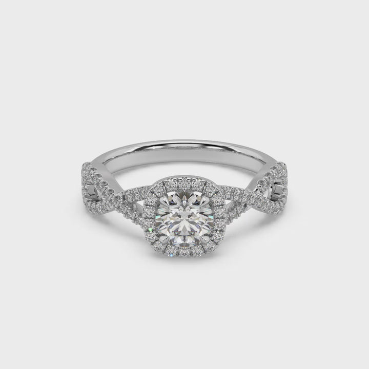 Lab Diamond Infinite Love Round Halo Solitaire Ring