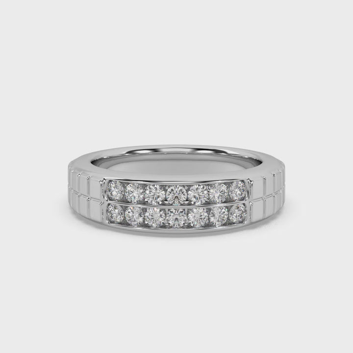 Textured Minimalistic Lab Diamond Men Ring