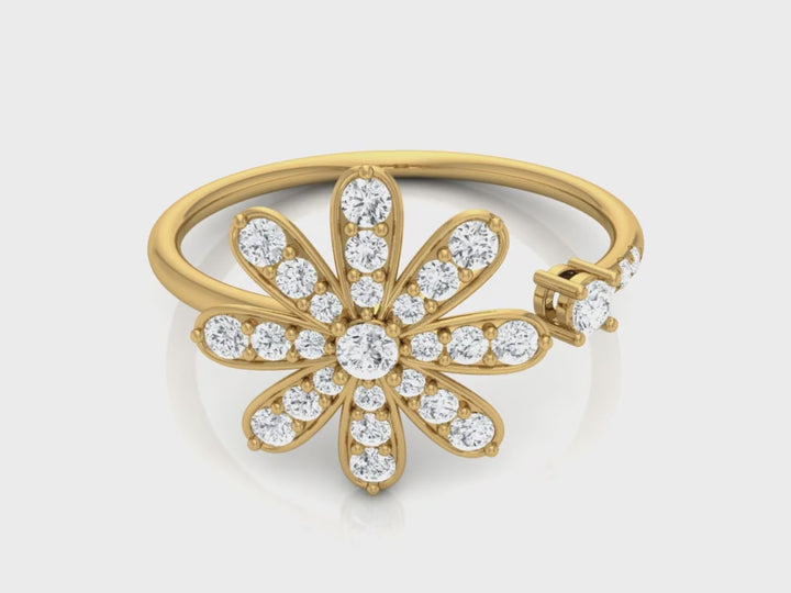 Lab Diamond Curly Floral Ring