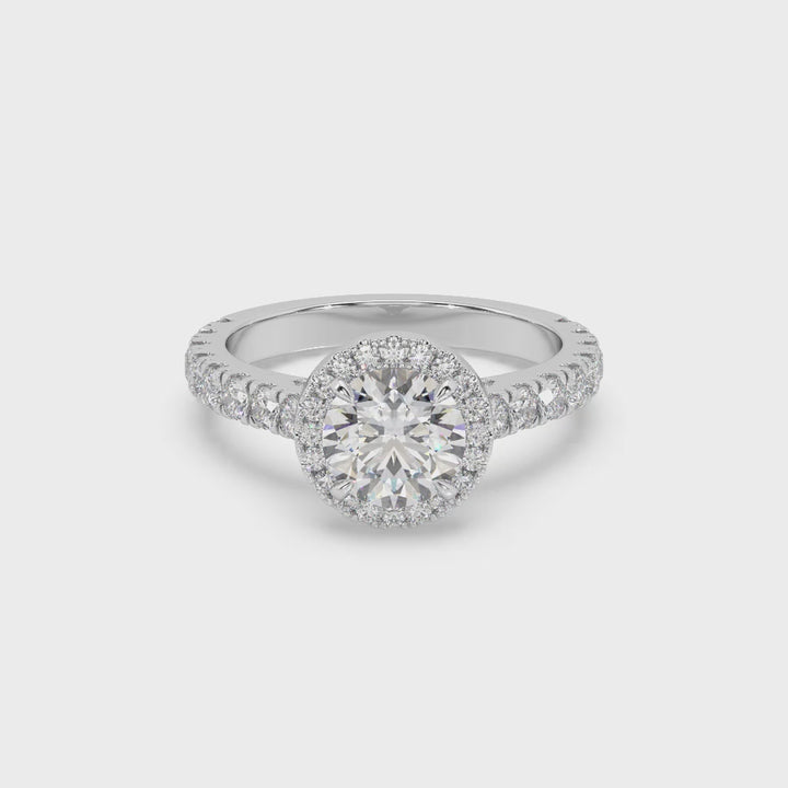 Lab Diamond Round Spire Halo 0.65 Ct Solitaire Engagement Ring