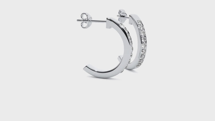 Shimmering Half Loop Diamond Earrings