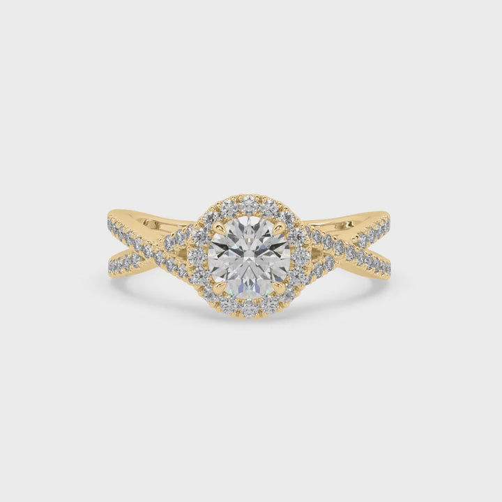 Criss Cross Halo 0.8 Carat Lab Diamond Solitaire Cocktail Ring