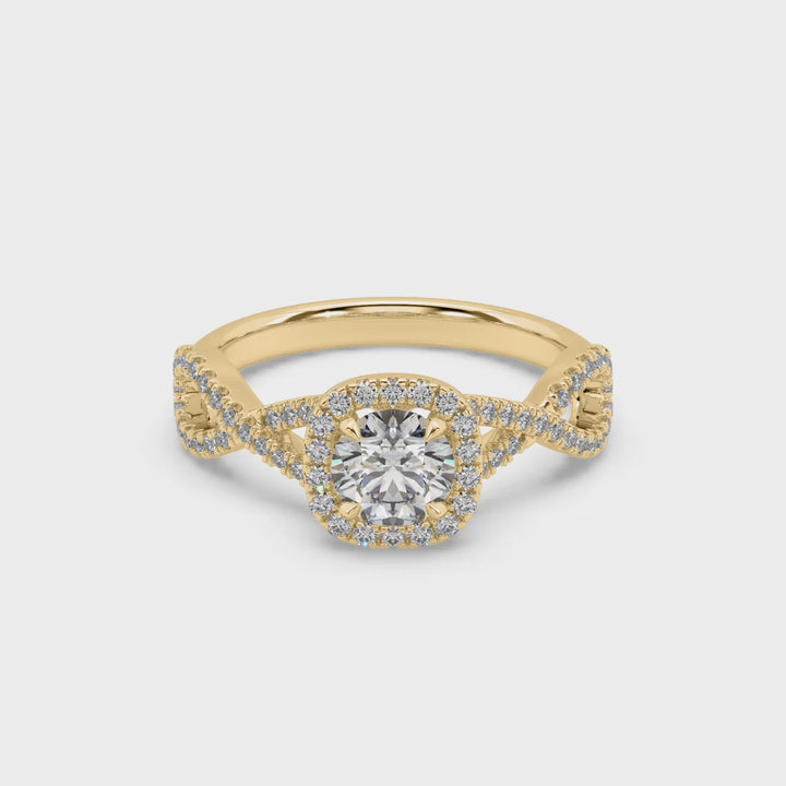 Lab Diamond Infinite Love Round Halo Solitaire Ring