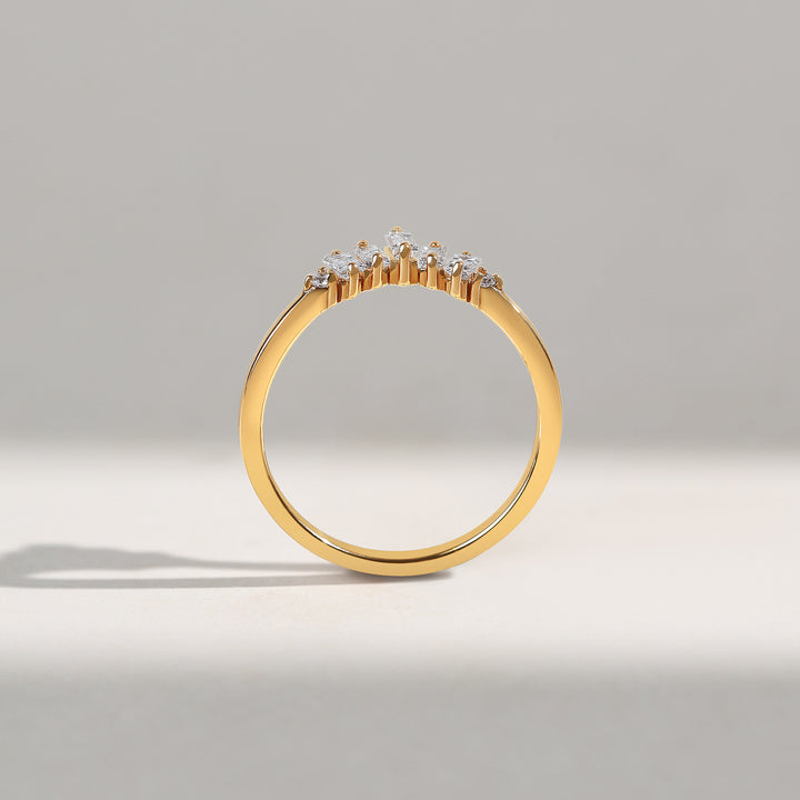 Profile view of Princess Crown Dailywear Ring with baguette and round diamonds