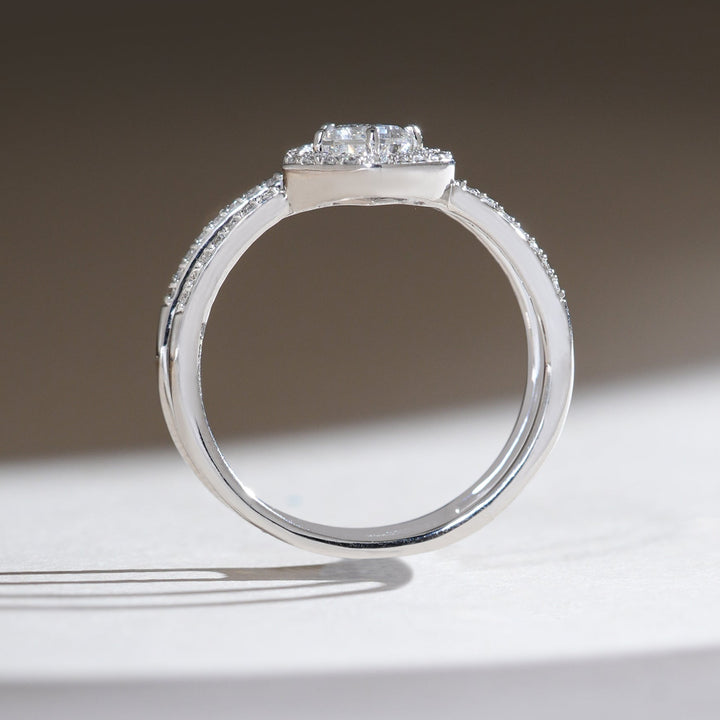 Profile view of the Prism Gaze 0.7 Ct Shield Diamond Cocktail Ring highlighting the diamond’s setting and band structure