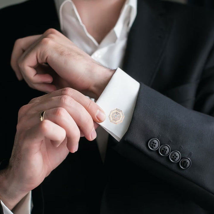 Octagon Shaped Diamond Cufflinks