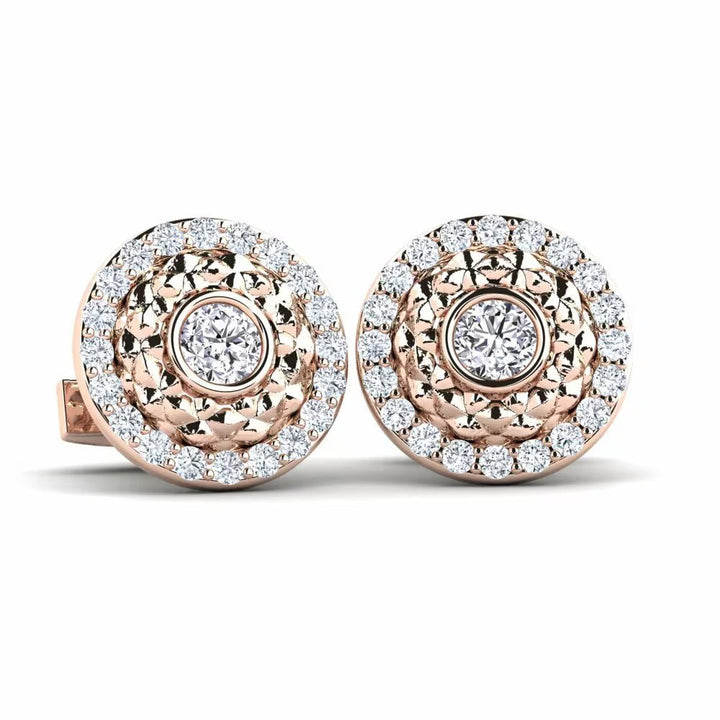 Fancy Round Halo Solitaire Cufflinks (2.9 cts)