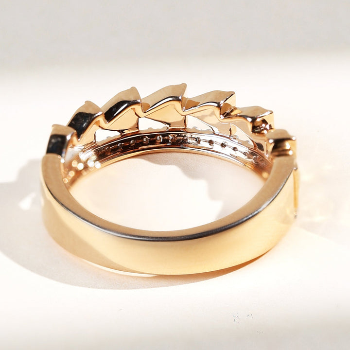 Back view of Signature TD Gold Eternity Band showing polished gold surface