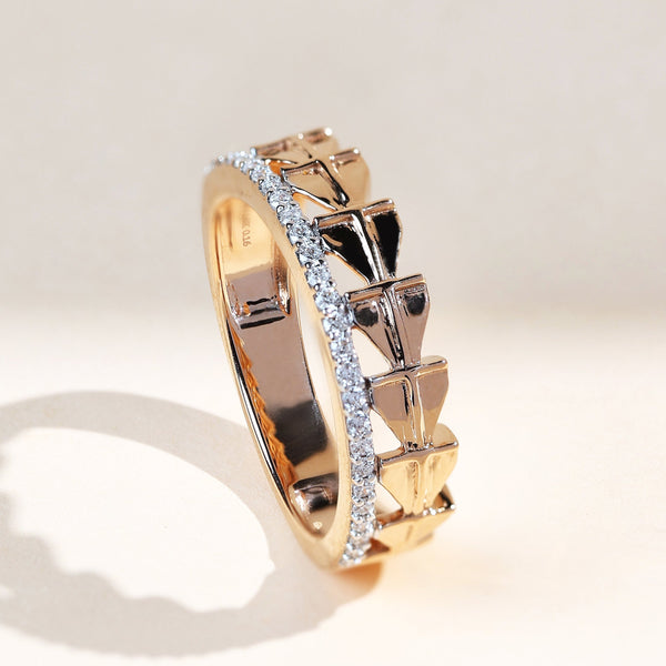 Signature TD Gold Eternity Band with diamond-studded detailing in rose gold, front view